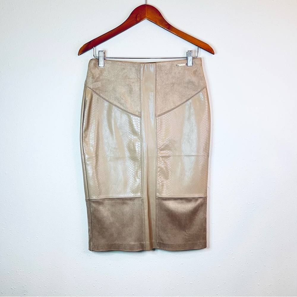 Marc NY Faux Suede Snakeskin Beige Pencil Women’s Skirt Size XS NWT
